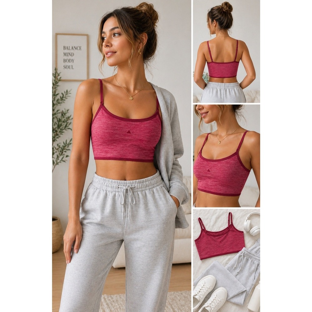 Athleta Crop Top Women Small Pink Adjustable Straps Yoga Pilates Athleisure